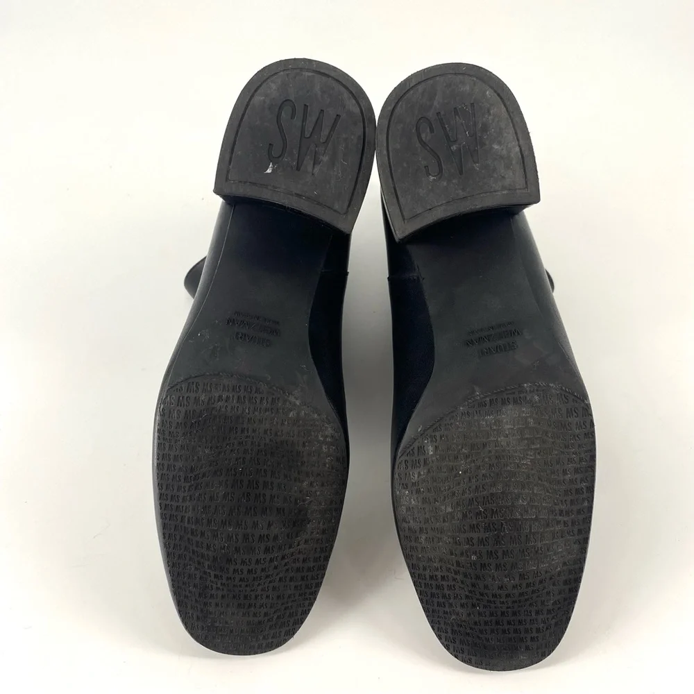 Stuart Weitzman Women's Bacari Leather High-Heel Black Booties - Picture 10 of 10